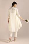 Shop_KAVERI_Off White 100% Linen Hand Print Camelia Ice Cream Cone Tunic With Pant  _at_Aza_Fashions