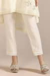 Buy_KAVERI_Off White 100% Linen Hand Print Camelia Ice Cream Cone Tunic With Pant  