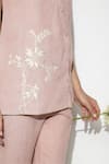 Kaveri Pink Linen Embroidery Collared Sundial Wave Floral Top at Aza Fashions Kaveri_Pink Linen Embroidery Collared Sundial Wave Floral Top _at_Aza_Fashions