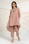 Buy_KAVERI_Pink 100% Linen Printed And Embroidered Ice Cream Cone Asymmetric Tunic  _at_Aza_Fashions