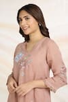 Buy Kaveri Pink Linen, Silk Organza Embroidery, Applique, Tassels Fly Free Kurta Pant Set Online at Aza Fashions Buy_Kaveri_Pink Linen, Silk Organza Embroidery, Applique, Tassels Fly Free Kurta Pant Set _Online_at_Aza_Fashions