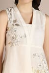 KAVERI_Off White 100% Linen Printed Camelia Flower Sleeveless Top And Pant Set  _at_Aza_Fashions