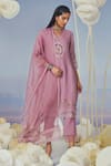 Buy Kaveri Purple 100% Linen Embroidery Rose Stand V Brazen Lace Kurta Pant Set at Aza Fashions Buy_Kaveri_Purple 100% Linen Embroidery Rose Stand V Brazen Lace Kurta Pant Set _at_Aza_Fashions