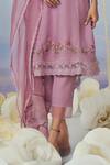 Shop_Kaveri_Purple 100% Linen Embroidery Rose Stand Brazen Lace Kurta With Pant  _Online_at_Aza_Fashions