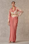 Buy_Masaba_Pink Cropped Blazer And Tube Top Textured Knit Son Chidiya Skirt Set_at_Aza_Fashions