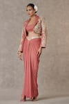 Masaba_Pink Cropped Blazer And Tube Top Textured Knit Son Chidiya Skirt Set_Online_at_Aza_Fashions