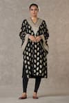 Buy_Masaba_Black Crepe Silk Printed Cherrybloom V Neck Kurta _at_Aza_Fashions