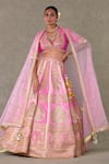 Buy_Masaba_Pink Lehenga And Blouse Raw Silk Barfi Paan Patti Embroidered Bridal Set _at_Aza_Fashions