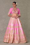 Masaba_Pink Lehenga And Blouse Raw Silk Barfi Paan Patti Embroidered Bridal Set _Online_at_Aza_Fashions