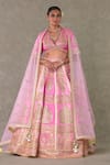 Masaba_Pink Lehenga And Blouse Raw Silk Barfi Paan Patti Embroidered Bridal Set _at_Aza_Fashions