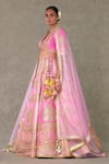 Buy_Masaba_Pink Lehenga And Blouse Raw Silk Barfi Paan Patti Embroidered Bridal Set 