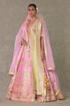 Masaba_Pink Lehenga And Blouse Raw Silk Barfi Paan Patti Embroidered Bridal Set_Online_at_Aza_Fashions