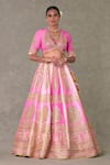 Shop_Masaba_Pink Lehenga And Blouse Raw Silk Barfi Paan Patti Embroidered Bridal Set_Online_at_Aza_Fashions