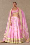 Buy_Masaba_Pink Lehenga And Blouse Raw Silk Embellished Barfi Embroidered Bridal Set_at_Aza_Fashions