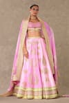 Buy_Masaba_Pink Lehenga And Blouse Raw Silk Embellished Barfi Embroidered Bridal Set_Online_at_Aza_Fashions