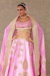 Shop_Masaba_Pink Lehenga And Blouse Raw Silk Embellished Barfi Embroidered Bridal Set_Online_at_Aza_Fashions