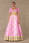 Masaba_Pink Lehenga And Blouse Raw Silk Embellished Barfi Embroidered Bridal Set_at_Aza_Fashions