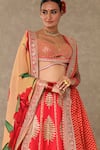 Shop_Masaba_Red Lehenga And Blouse Raw Silk Embellished Dori Scoop Neck Paan Patti Work Set_Online_at_Aza_Fashions