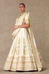Buy_Masaba_Ivory Lehenga And Blouse Raw Silk Embellished Dori V Neck Neel Kamal Bridal Set_Online_at_Aza_Fashions