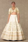Masaba_Ivory Lehenga And Blouse Raw Silk Embellished Dori V Neck Neel Kamal Bridal Set_at_Aza_Fashions