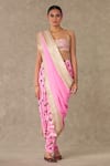 Buy_Masaba_Pink Dhoti Pant Saree Crepe Silk Digital Printed Pre Stitched With Bustier_at_Aza_Fashions