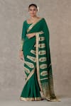 Buy_Masaba_Green Saree Crepe Silk Embellished Son Patti With Unstitched Blouse Piece_at_Aza_Fashions