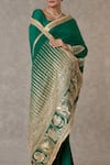 Buy_Masaba_Green Saree Crepe Silk Embellished Son Patti With Unstitched Blouse Piece_Online_at_Aza_Fashions