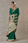 Shop_Masaba_Green Saree Crepe Silk Embellished Son Patti With Unstitched Blouse Piece_Online_at_Aza_Fashions