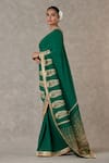 Masaba_Green Saree Crepe Silk Embellished Son Patti With Unstitched Blouse Piece_at_Aza_Fashions