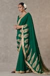 Shop_Masaba_Green Saree Crepe Silk Embellished Trikone Son Patti Salwar Set _Online_at_Aza_Fashions