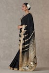 Shop_Masaba_Black Crepe, Silk Son Patti Embellished Saree With Unstitched Blouse Piece _Online_at_Aza_Fashions