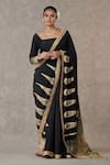 Buy_Masaba_Black Saree Crepe Silk Embellished Trikone Son Chidiya Salwar Set_at_Aza_Fashions