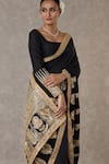 Shop_Masaba_Black Saree Crepe Silk Embellished Trikone Son Chidiya Salwar Set_Online_at_Aza_Fashions