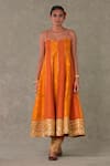Buy_Masaba_Orange Raw Silk Print Floral Narangi Bagh Anarkali And Salwar Set With Jacket_Online_at_Aza_Fashions