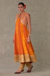 Shop_Masaba_Orange Raw Silk Print Floral Narangi Bagh Anarkali And Salwar Set With Jacket_Online_at_Aza_Fashions