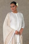 Masaba_Ivory Kurta And Sharara Chanderi Embroidery Resham Round Neck Short Set_at_Aza_Fashions