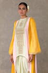 Shop_Masaba_Multi Color Raw Silk Embroidery Haathphool Trikone Motif Tunic With Tulip Pant_Online_at_Aza_Fashions
