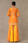 Masaba_Orange Kurta And Sharara Raw Silk Print Floral Narangi Bagh Embroidered Set_at_Aza_Fashions