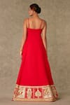 Shop_Masaba_Red Cotton Silk Embroidery Haath Phool Pattern Front Slit Anarkali Palazzo Set_at_Aza_Fashions
