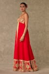 Buy_Masaba_Red Cotton Silk Embroidery Haath Phool Pattern Front Slit Anarkali Palazzo Set_Online_at_Aza_Fashions