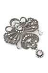 Buy_Cosa Nostraa_Grey Glass Stone Amaze Allure Floral Carved Brooch _Online_at_Aza_Fashions