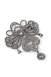 Cosa Nostraa_Grey Glass Stone Amaze Allure Floral Carved Brooch _at_Aza_Fashions