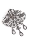 Buy_Cosa Nostraa_Grey Glass Stone Vintage Floral Carved Brooch _Online_at_Aza_Fashions