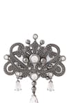 Shop_Cosa Nostraa_Grey Glass Stone Ornate Glory Carved Brooch _Online_at_Aza_Fashions