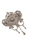 Cosa Nostraa_Grey Glass Stones Intricate Delight Embellished Brooch _at_Aza_Fashions