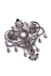 Cosa Nostraa_Grey Glass Stones Grace Of Garden Embellished Brooch _at_Aza_Fashions