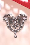 Shop_Cosa Nostraa_Grey Glass Stones Victorian Heart Embellished Brooch _at_Aza_Fashions