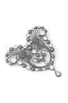 Buy_Cosa Nostraa_Grey Glass Stones Victorian Heart Embellished Brooch _Online_at_Aza_Fashions