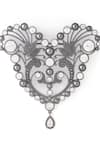 Shop_Cosa Nostraa_Grey Glass Stones Victorian Heart Embellished Brooch _Online_at_Aza_Fashions