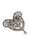 Cosa Nostraa_Grey Glass Stones Victorian Heart Embellished Brooch _at_Aza_Fashions